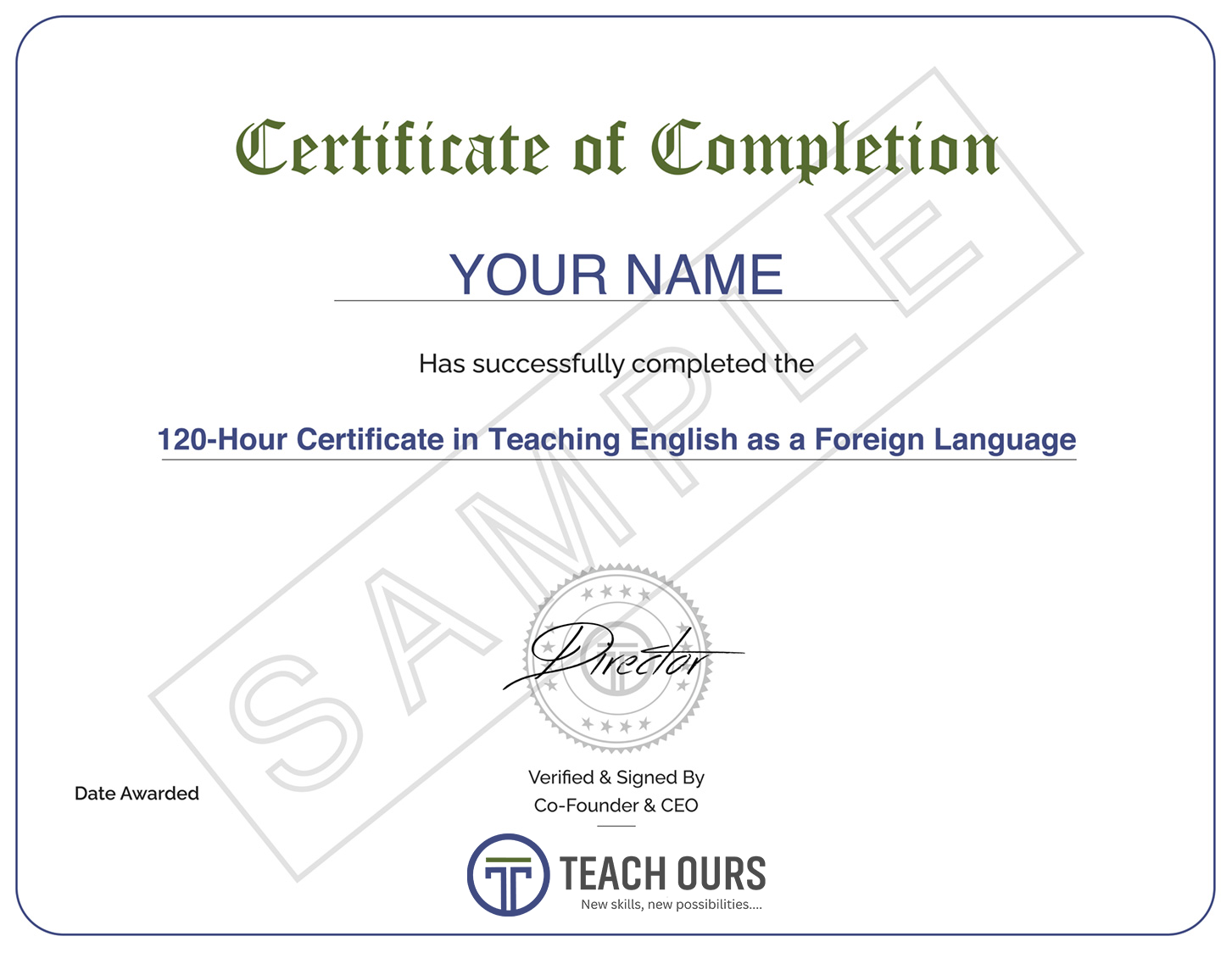 Teach Ours Certificate Sample