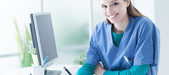 Female doctor at the reception desk